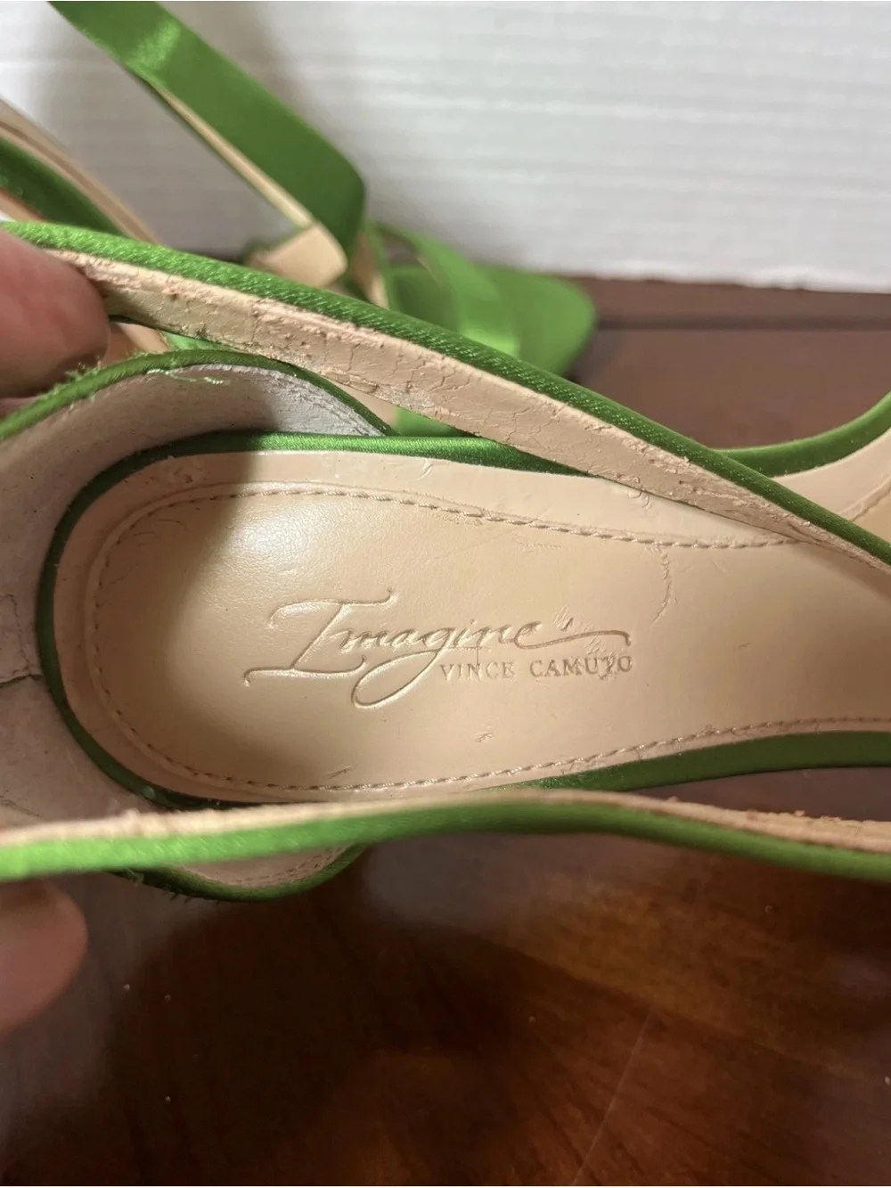 Women’s Green Satin Strappy High Heel Sandals